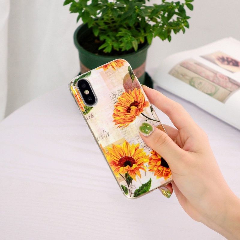 Coque iPhone XS / X Fluorescente Tournesol Vintage