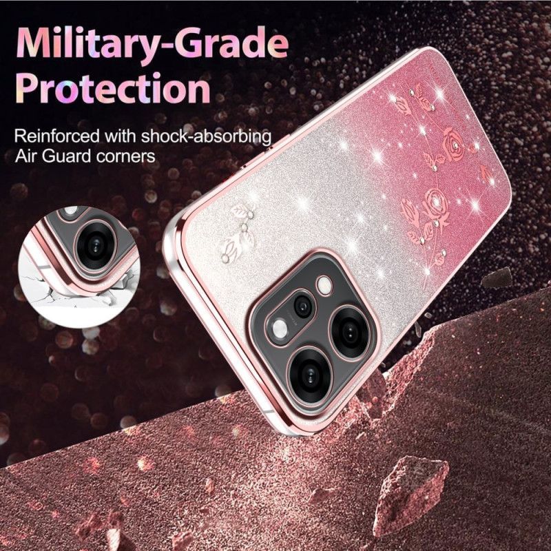 Coque Oppo Reno 14 Pro 5G Fleurs et Strass