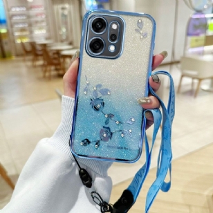 Coque Oppo Reno 14 Pro 5G Fleurs Strass