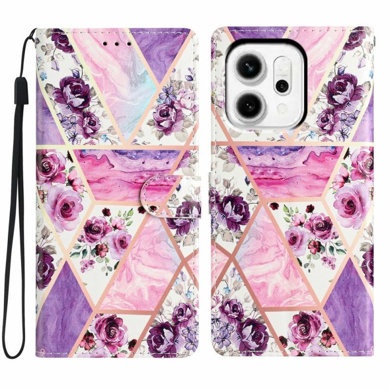 Housse Oppo Reno 14 Pro 5G Fleurs Violettes et Marbre