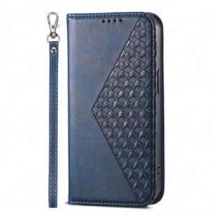 Flip CoverGoogle Pixel 8A Motif Losanges et Lanière