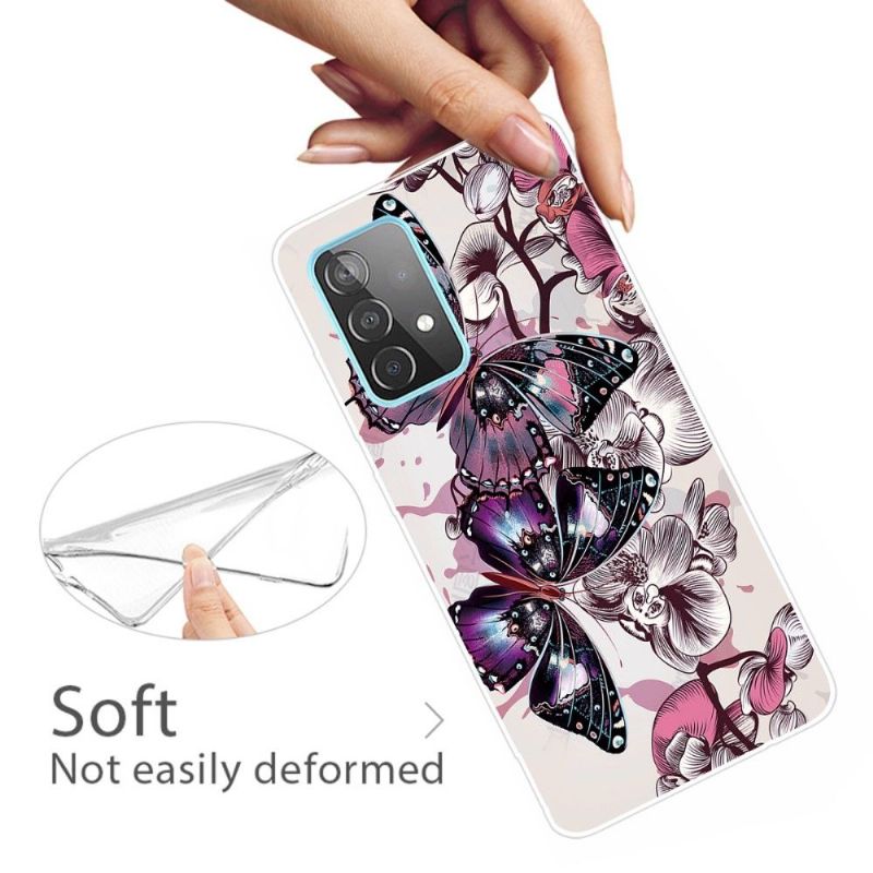Coque Samsung Galaxy A52, A52 5G et A52s 5G Papillons et fleurs