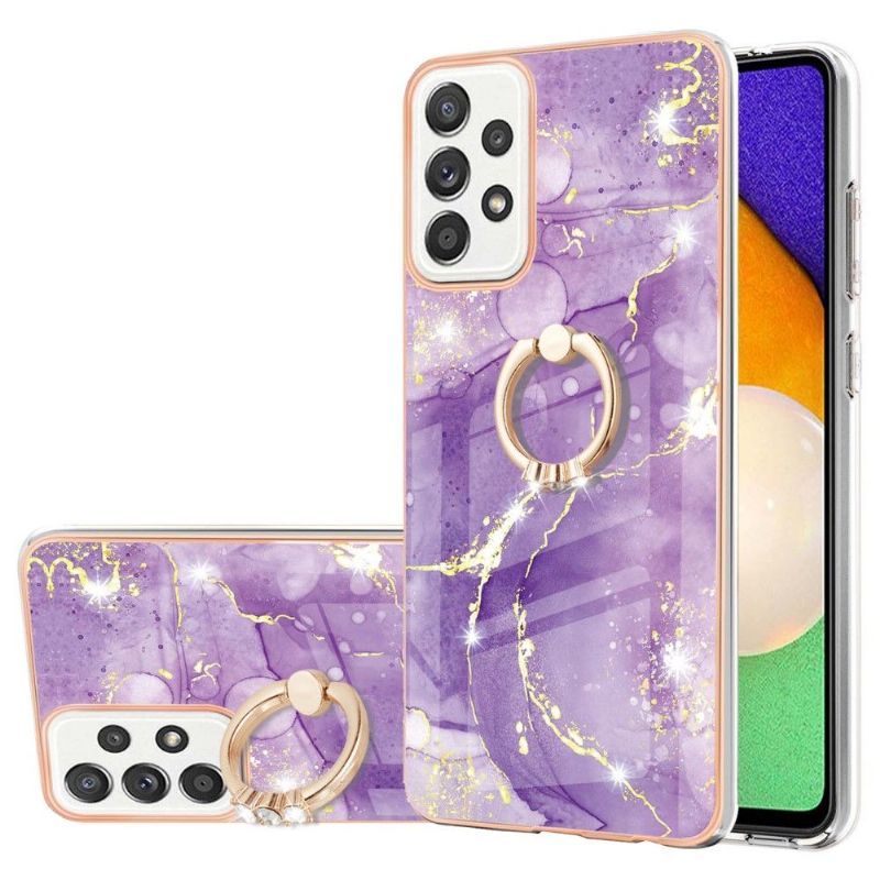 Coque Samsung Galaxy A52s 5G, A52 5G et A52 4G Marbre avec bague fonction support