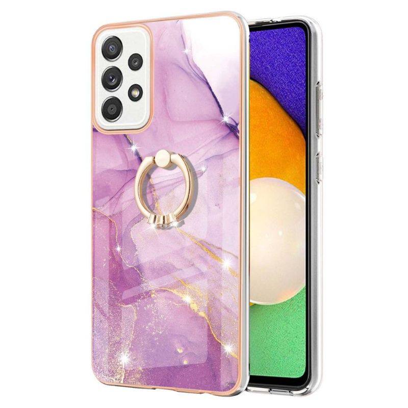 Coque Samsung Galaxy A52s 5G, A52 5G et A52 4G Marbre avec bague fonction support