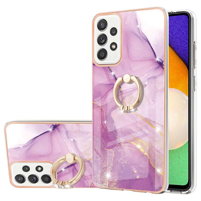 Coque Samsung Galaxy A52s 5G, A52 5G et A52 4G Marbre avec bague fonction support