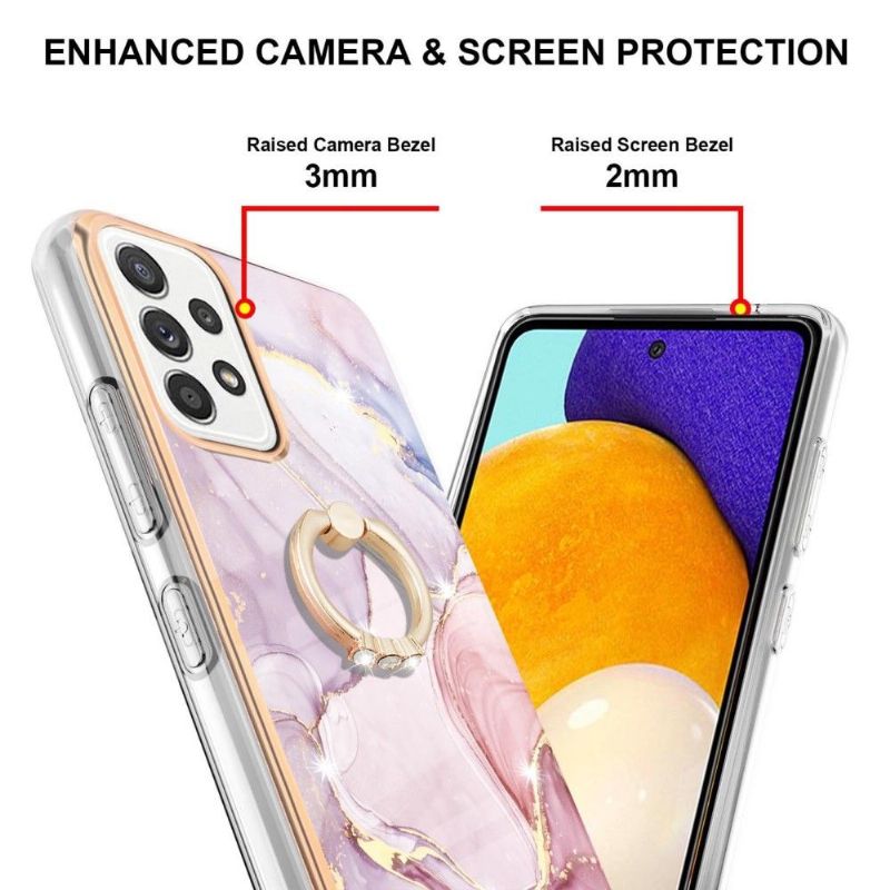 Coque Samsung Galaxy A52s 5G, A52 5G et A52 4G Marbre avec bague fonction support