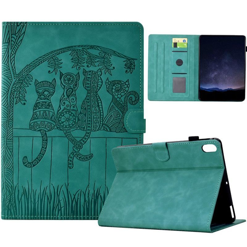 Housse Samsung Galaxy Tab S11 Effet Daim Scène de Chats