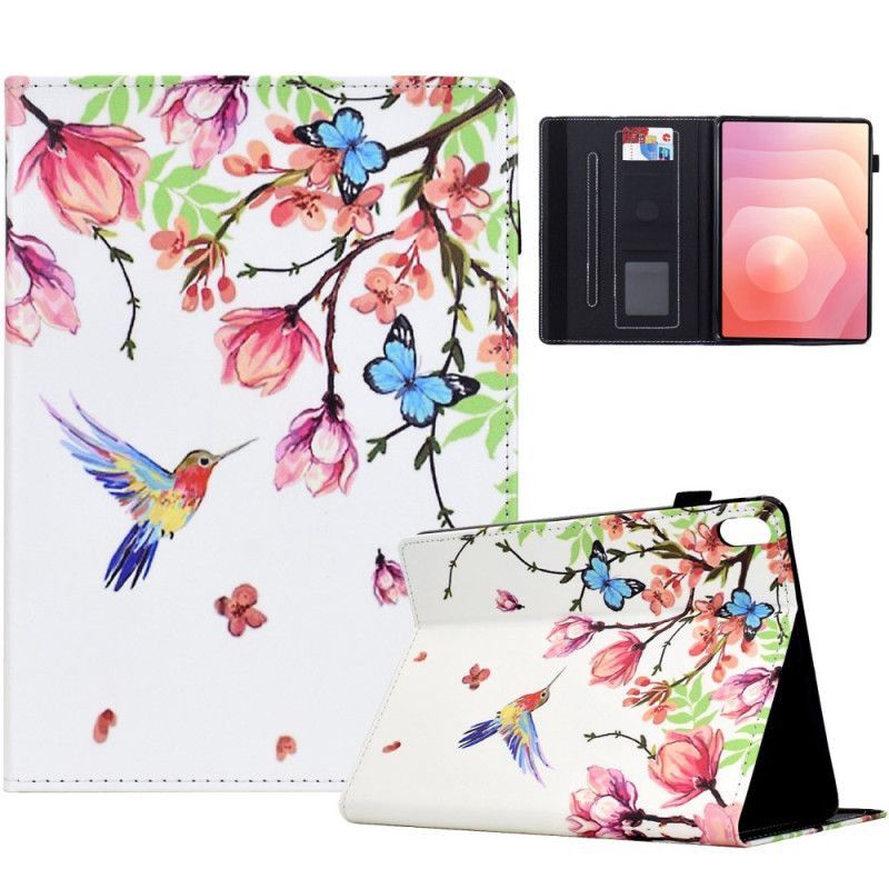 Housse Samsung Galaxy Tab S11 Fleurs et Oiseaux Colorés