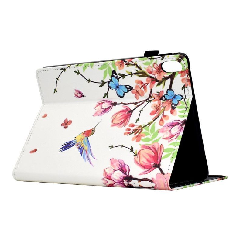 Housse Samsung Galaxy Tab S11 Fleurs et Oiseaux Colorés