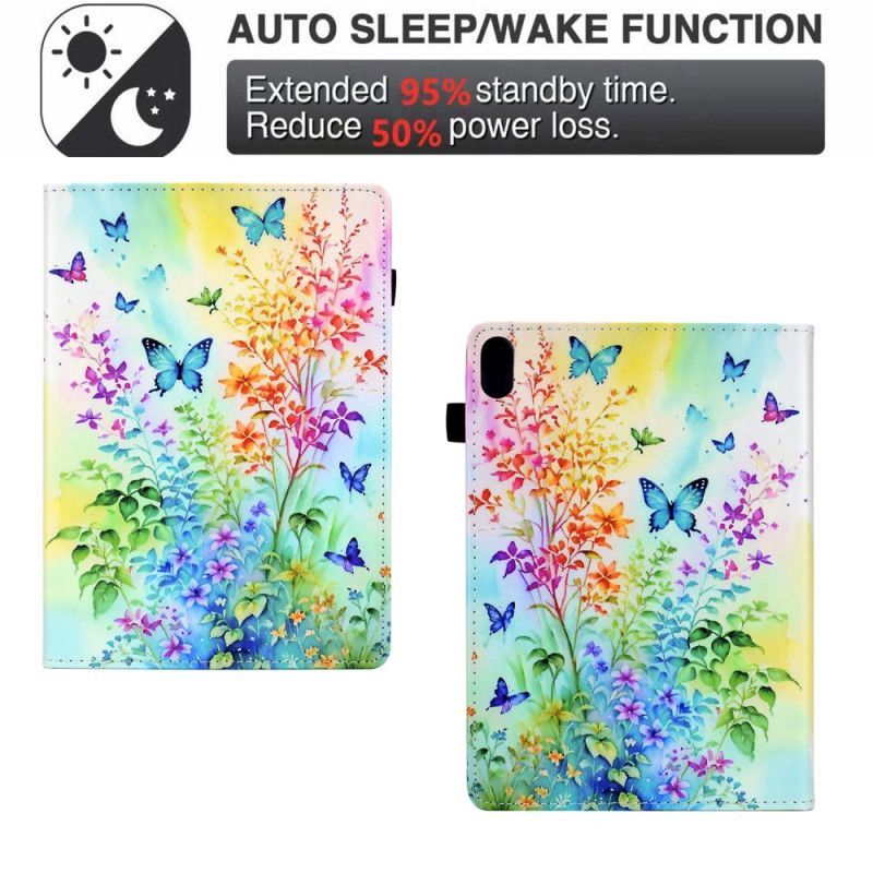 Housse Samsung Galaxy Tab S11 Fleurs et Papillons Colorés