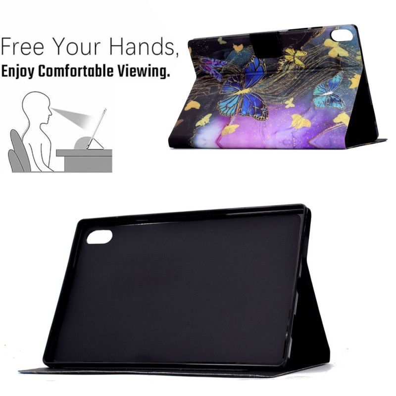 Housse Samsung Galaxy Tab S11 Papillons Dorés et Colorés