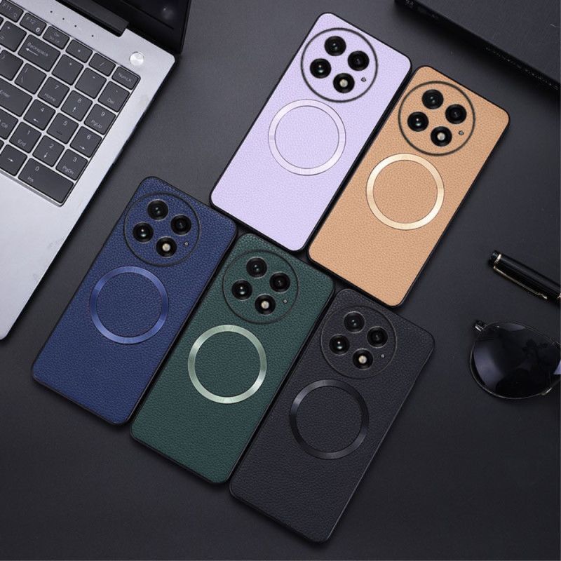 Coque OnePlus 13 Simili Cuir Texturé Compatible MagSafe