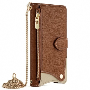 Housse OnePlus 13 Portefeuille Bicolore et Chaîne