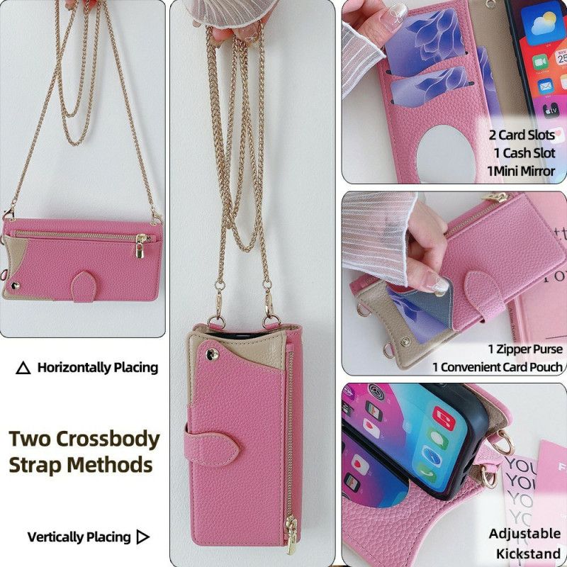 Housse OnePlus 13 Portefeuille Bicolore et Chaîne