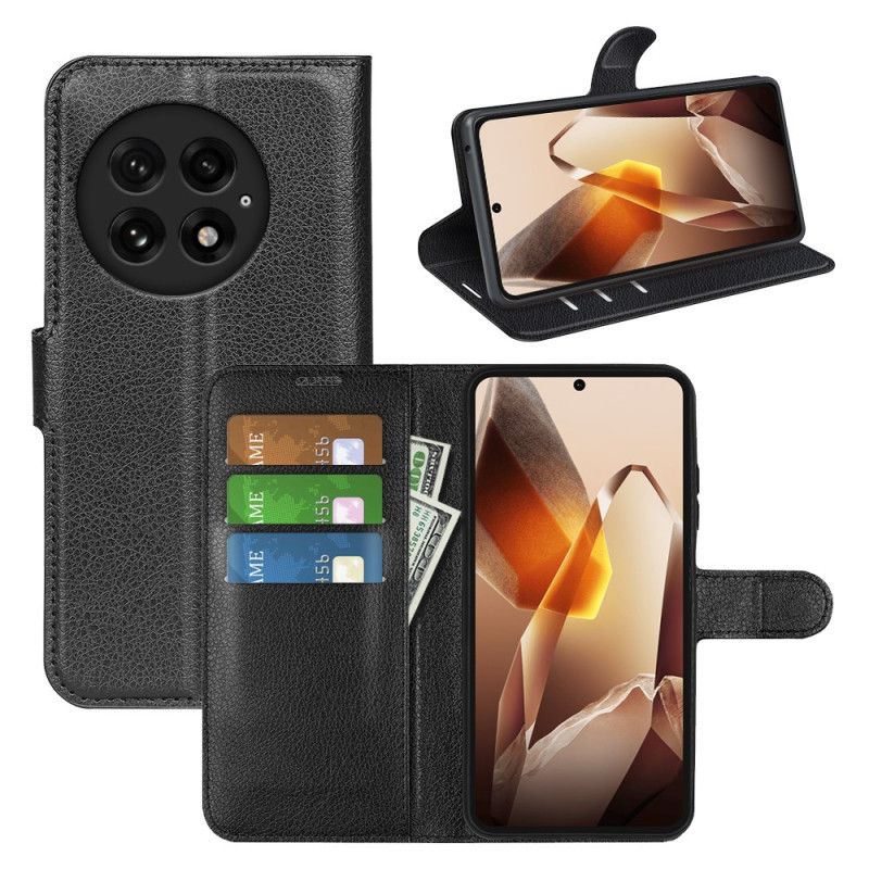 Housse OnePlus 13 Simili Cuir Litchi Classique