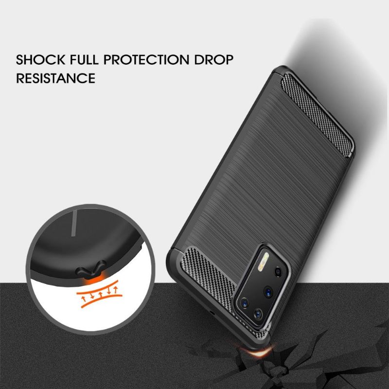 Janice - Coque Huawei P40 en Gel Brossé Carbone