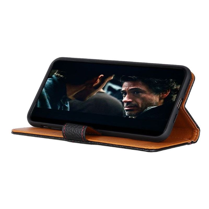 Housse iPhone 12 Pro Max effet cuir grainée coutures - Noir