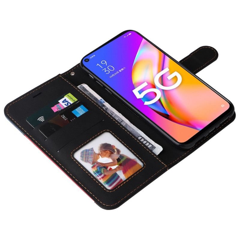 Housse Oppo A54 5G / A74 5G Bicolore avec Lanière