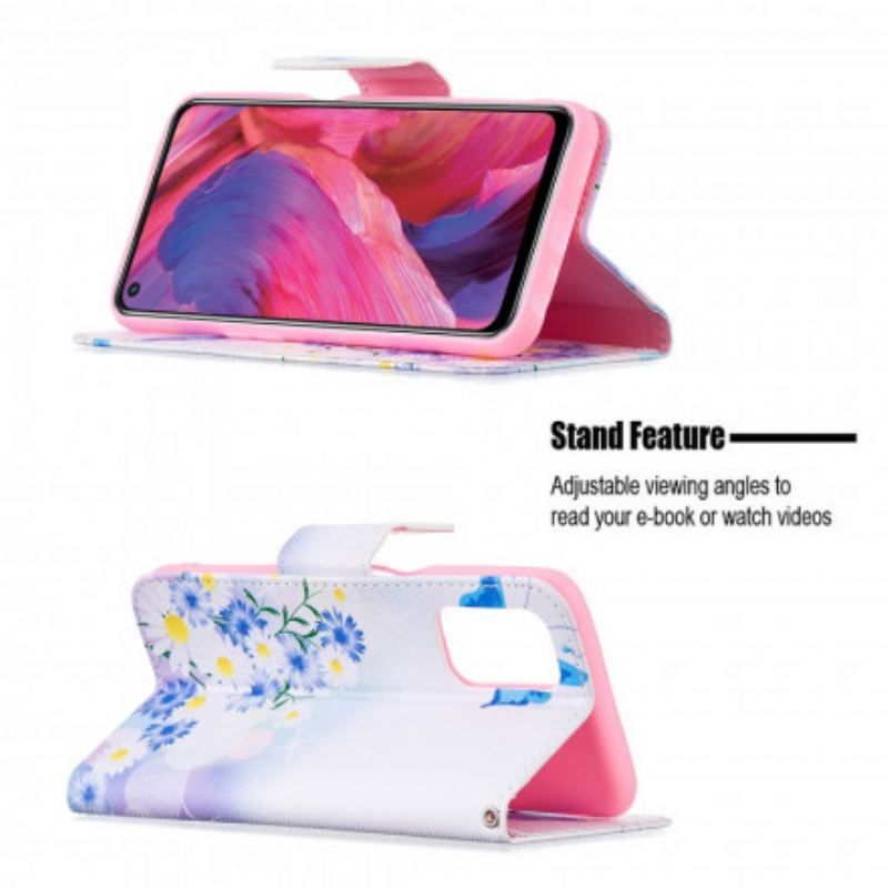 Housse Oppo A54 5G / A74 5G Papillons et Fleurs Peints
