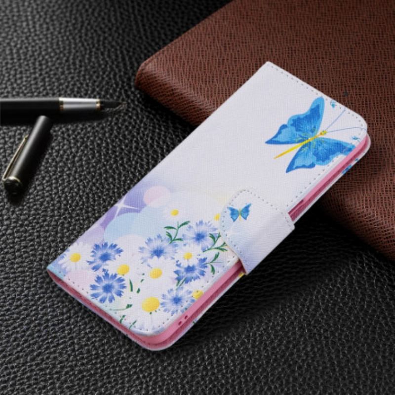 Housse Oppo A54 5G / A74 5G Papillons et Fleurs Peints