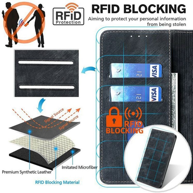 Flip Cover Vivo V50 Lite 5G Blocage RFID Effet Daim