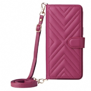 Housse Oppo A6 Pro 5G Matelassée avec Bandoulière et Lanière