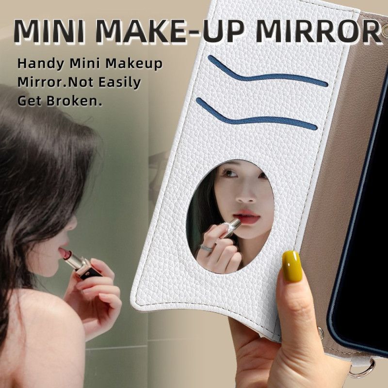 Portefeuille Vivo V50 Lite 5G Miroir et Chaine-Bandoulière