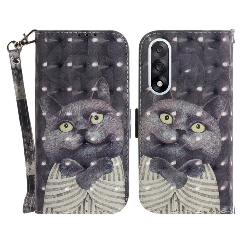 Housse OnePlus Nord 5 5G Chat Gris à Lanière