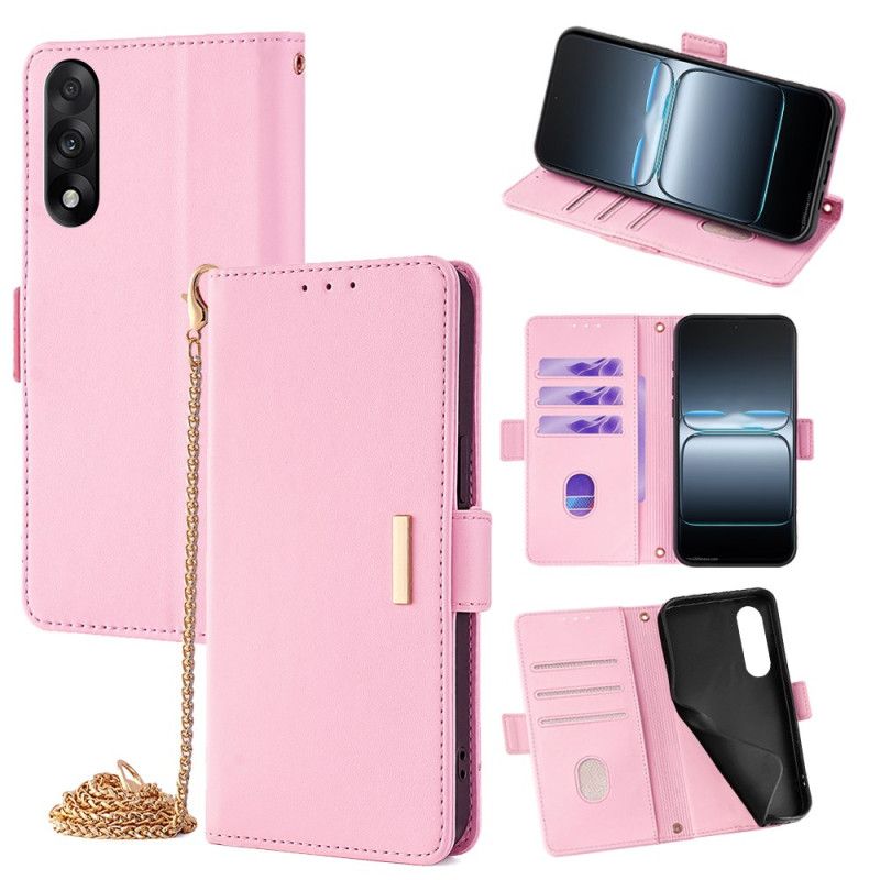 Housse OnePlus Nord 5 Fermoir Doré et Lanière