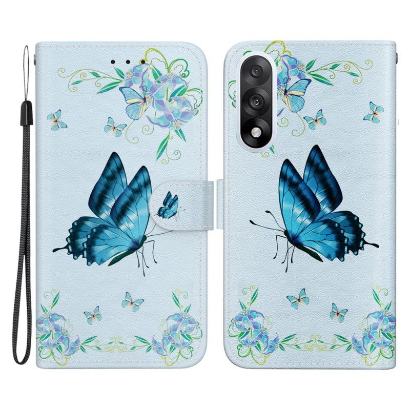 Housse OnePlus Nord 5 Papillon Bleu et Fleur