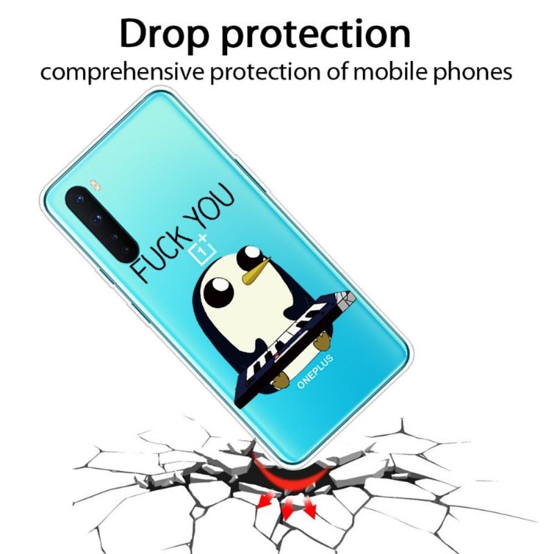Coque OnePlus Nord Pingouin Piano "FUCK YOU"