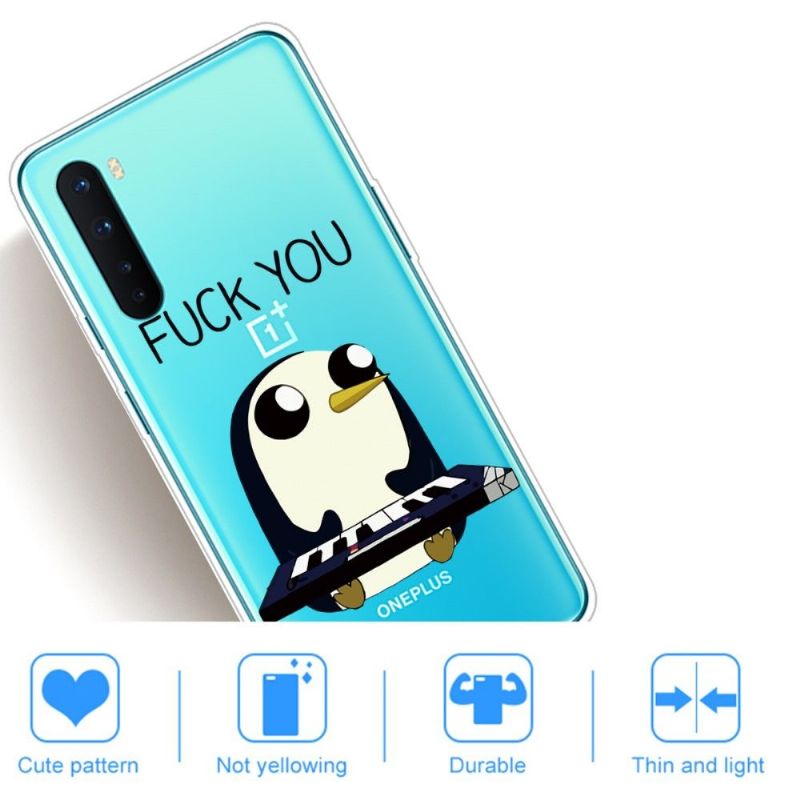 Coque OnePlus Nord Pingouin Piano "FUCK YOU"