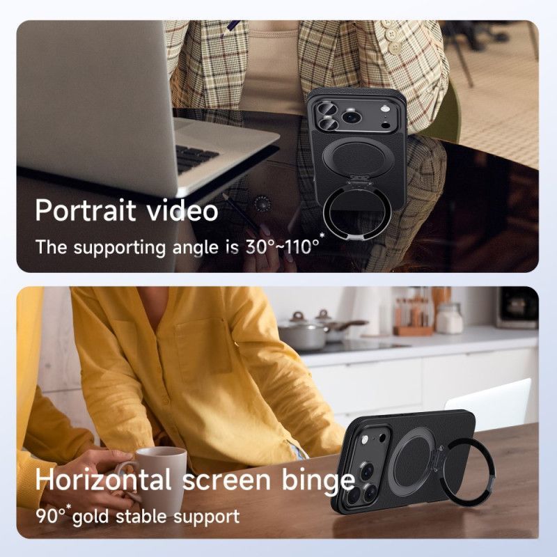 Coque iPhone 17 Compatible MagSafe Cuir avec Support