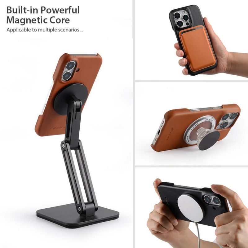 Coque iPhone 17 Compatible MagSafe Cuir Ciré