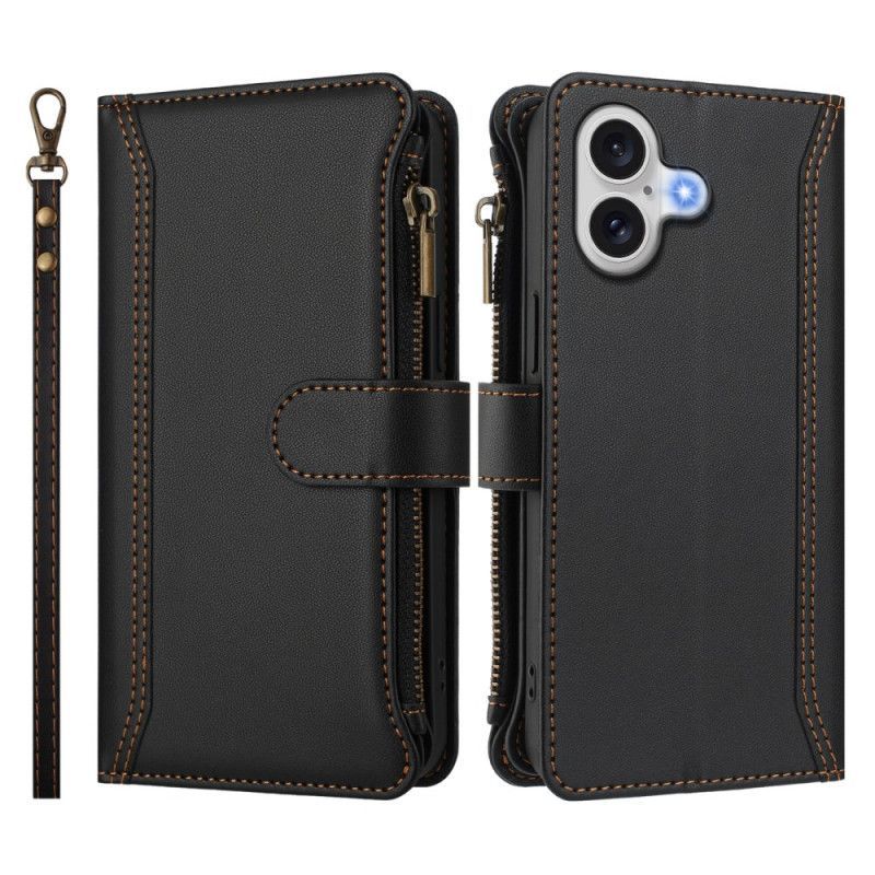 Housse iPhone 17 Portefeuille 9 Porte-Cartes et Lanière