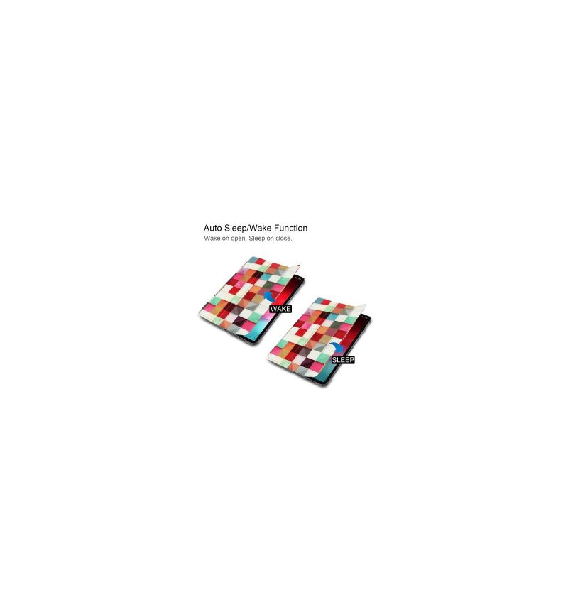 iPad Pro 12.9 2018 - Coque avec rabat intelligent carreaux colorés