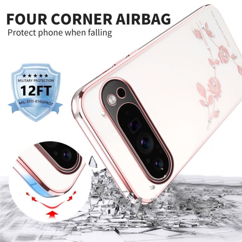 Coque Google Pixel 10 Pro XL Décoration Florale et Strass