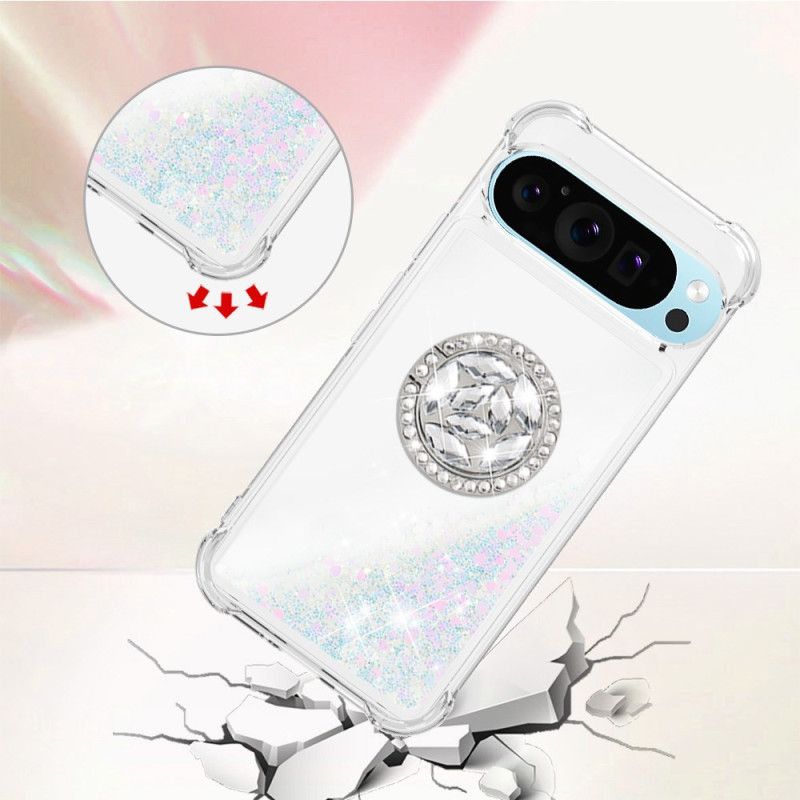 Coque Google Pixel 10 Pro XL Paillettes avec Anneau-Support