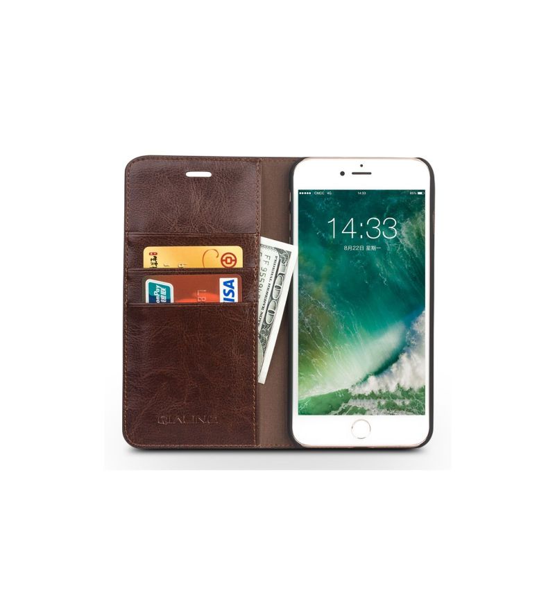 iPhone 8 Plus / 7 Plus - Étui en cuir véritable porte cartes