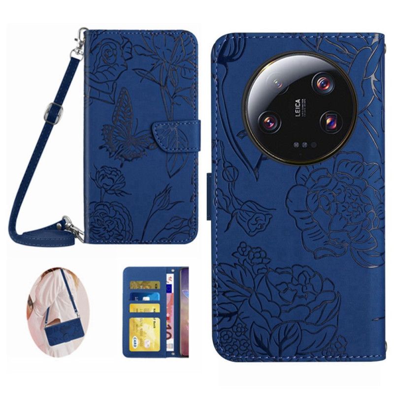 Housse Xiaomi 14 Ultra Impression Papillons à Lanière