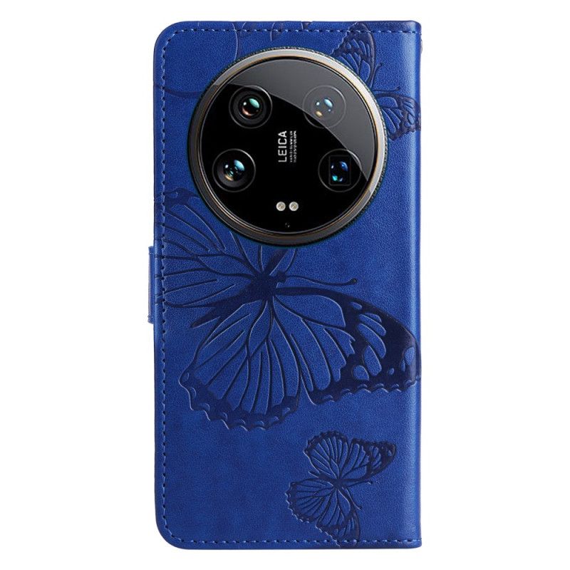 Housse Xiaomi 14 Ultra Papillons Géants à Lanière