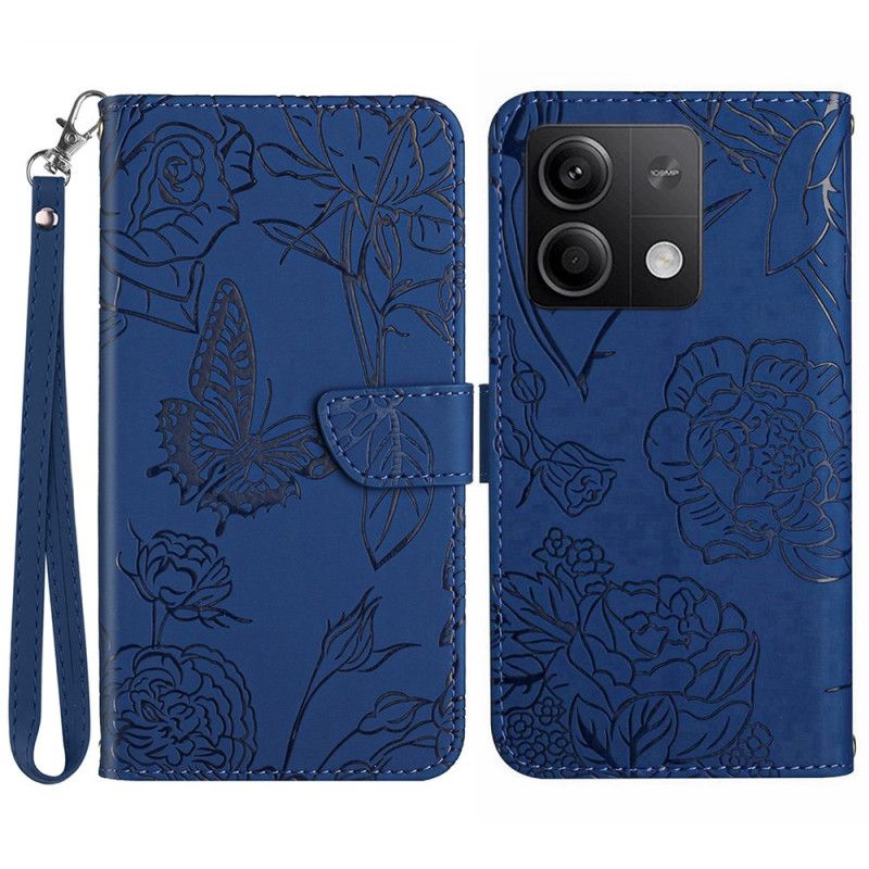 Housse Xiaomi Redmi Note 13 Pro 4G / Poco M6 Pro 4G Impression Papillons à Lanière