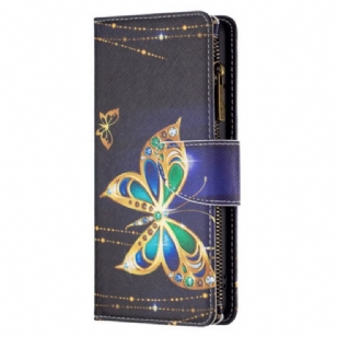 Housse Xiaomi Redmi Note 13 Pro 4G / Poco M6 Pro 4G Portefeuille Papillon Strass à Lanière