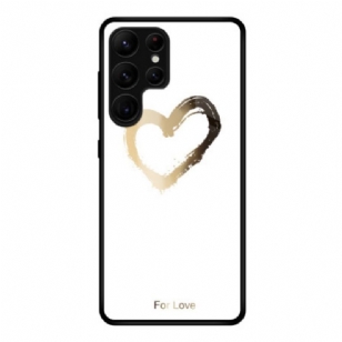 Coque Samsung Galaxy S25 Ultra 5G Coeur Doré sur Fond Blanc