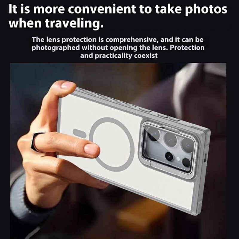 Coque Samsung Galaxy S25 Ultra 5G Compatible MagSafe Design Mat Anti-Empreintes avec Support