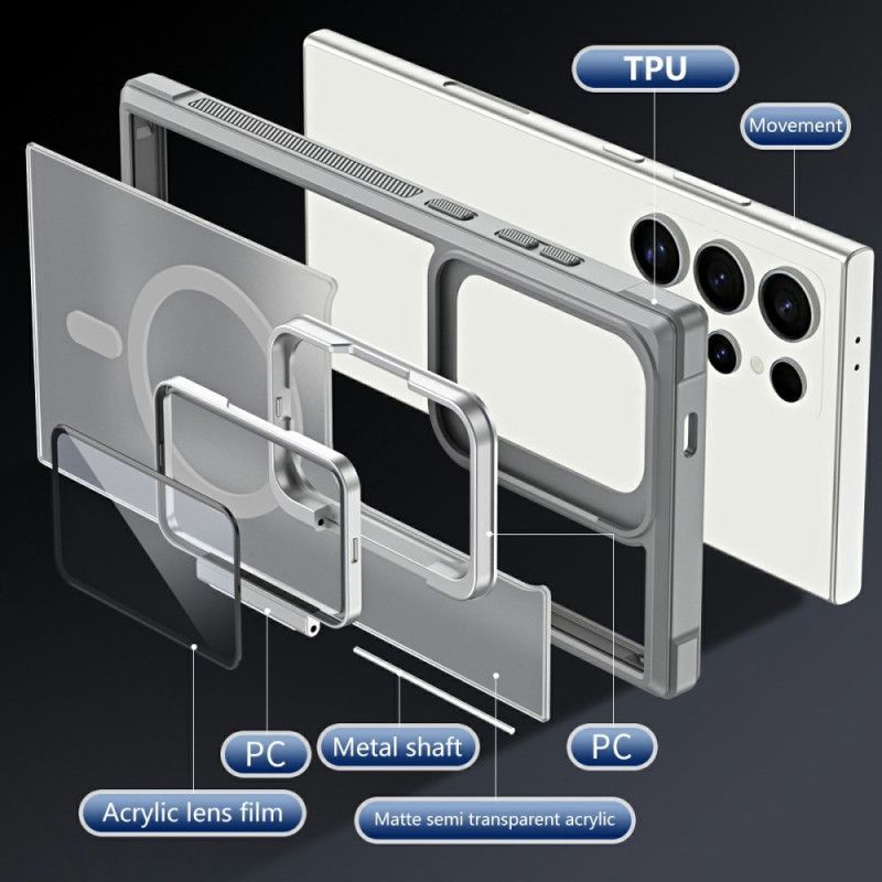 Coque Samsung Galaxy S25 Ultra 5G Compatible MagSafe Design Mat Anti-Empreintes avec Support