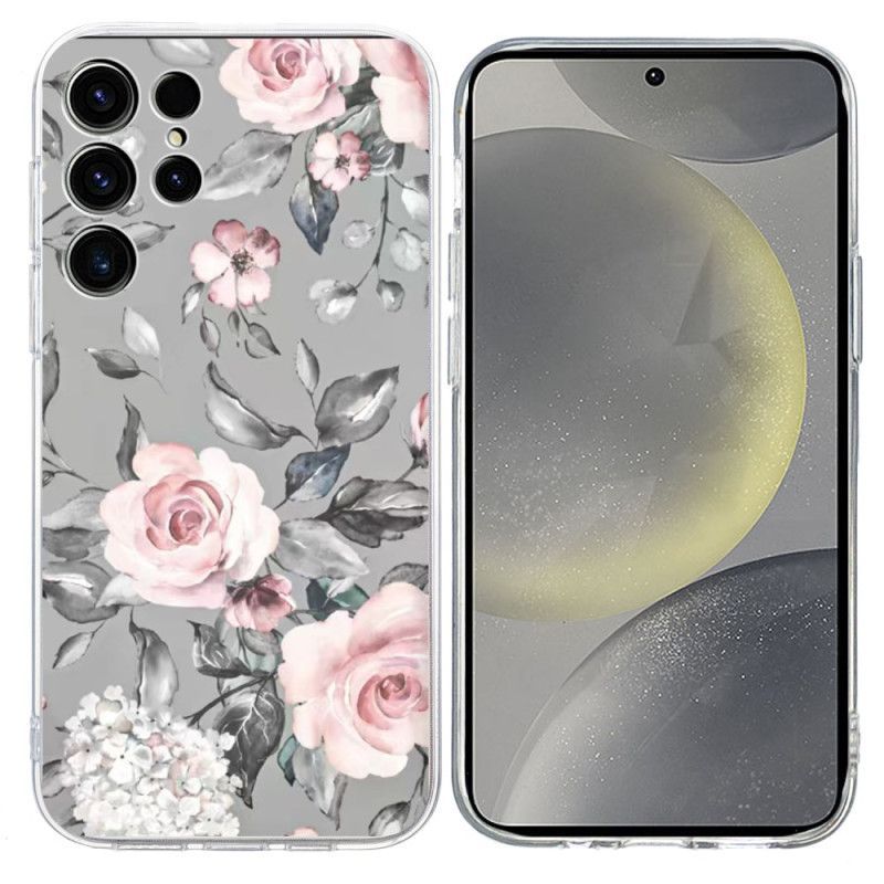 Coque Samsung Galaxy S25 Ultra 5G Motif Floral sur Fond Gris