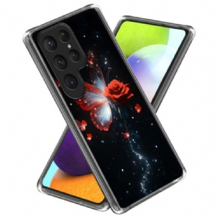 Coque Samsung Galaxy S25 Ultra 5G Papillon et Rose