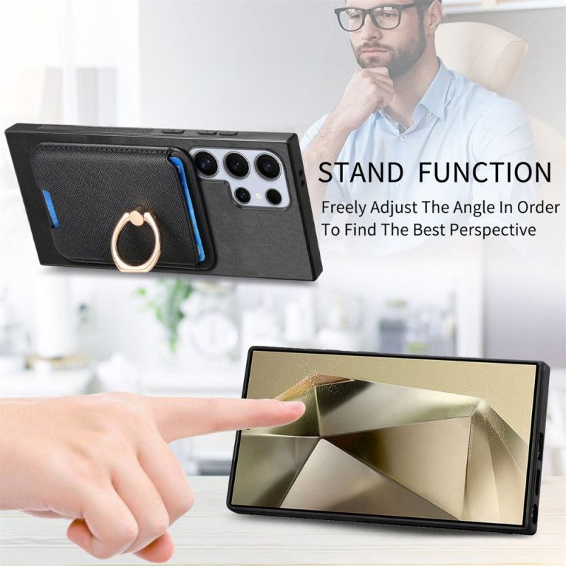 Coque Samsung Galaxy S25 Ultra 5G Porte-Cartes Magnétique Détachable et Support