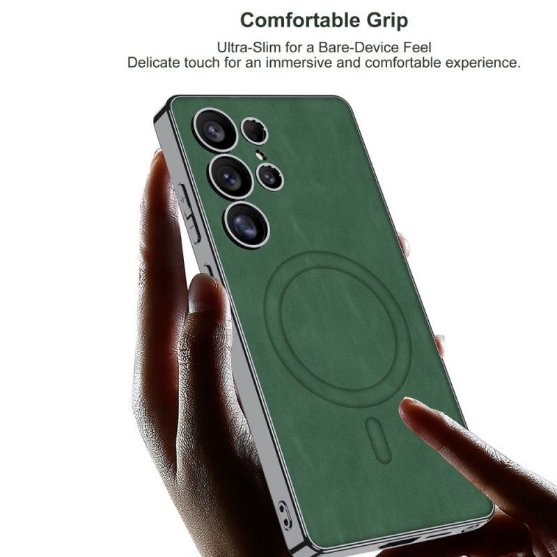 Coque pour Samsung Galaxy S25 Ultra 5G Simili Cuir Mat Compatible MagSafe